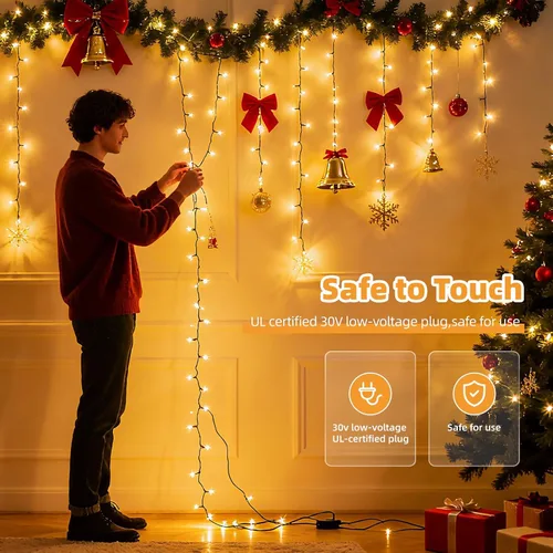 Miniatura 7 de AHAWILL Luces de Navidad blancas cálidas para exteriores, tira de 250 luces LED de 83 pies con 8 modos, luces de árbol de Navidad para interiores