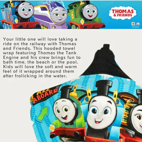 Miniatura 4 de Thomas & Friends - Toalla de rizo de algodón suave con capucha para niños, súper suave, 24 x 50 pulgadas, (producto 100% oficial) por Franco Thomas