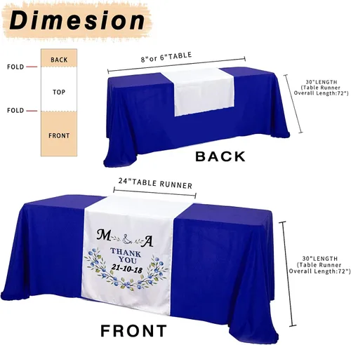 Miniatura 5 de Camino de mesa personalizado con logotipo de empresa de hasta 36 x 72 pulgadas, caminos de mantel personalizados para eventos de bodas y ferias