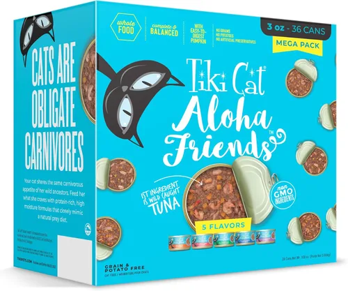 Miniatura 18 de Tiki Cat Aloha Friends, atún y calabaza, sin granos y alta humedad, alimento húmedo para gatos para todas las etapas de la vida, latas de 5.5 onzas