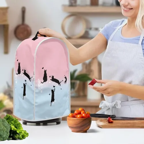 Miniatura 3 de doginthehole Cubierta antipolvo para licuadora de gatos negros, cubierta para electrodomésticos, resistente al polvo, con mango superior