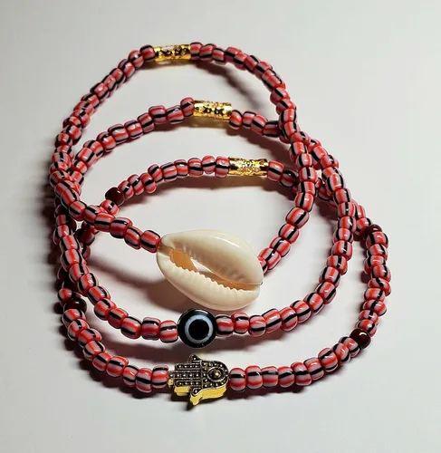 Miniatura 39 de 3 pcs Ilde Cowrie seashell Evil Eye Hamsa Hand Orisha Santeria Pulseras Bracelet Set