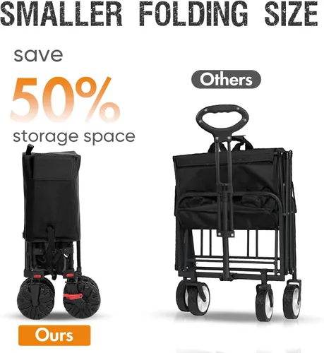 Miniatura 7 de Portal - Carro plegable grande de doble cubierta con frenos, carro de utilidad plegable resistente de 660 lb, ruedas grandes todo terreno de 400 L