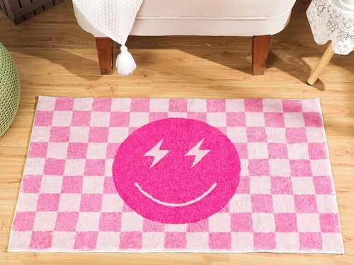 Miniatura 7 de Demissle Alfombra negra con diseño de sonrisa, diseño a cuadros, divertida, para dormitorio, contemporánea, a cuadros, decoración de habitación