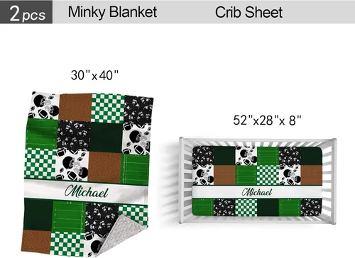 Miniatura 4 de Juego de ropa de cama personalizada para cuna para bebés niños, juego personalizado con nombre, ropa de cama de guardería de fútbol, juegos de 2
