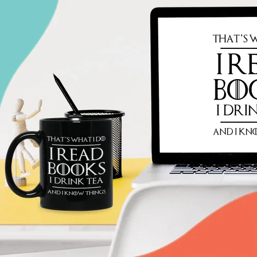 Miniatura 6 de Bubble Hugs Book Lover - Taza de café de 11 onzas, color negro, para leer libros, beber, té, lectura de té, sé cosas, adicto al libro, escritor