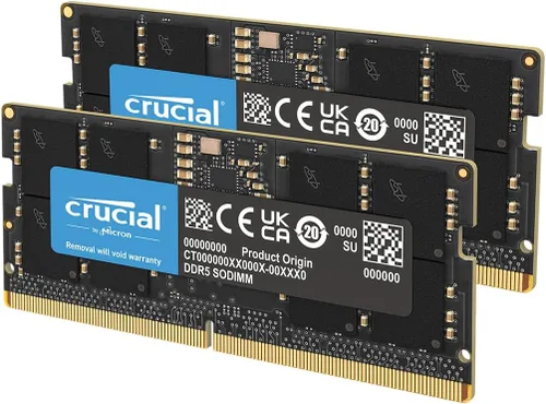 Crucial CT2K32G52C42S5 - Kit de Memoria RAM DDR5 de 64GB, 5200MHz (o 4800MHz) para Laptop, SODIMM de 262 pines, Compatible con Intel Core de 13ª