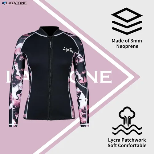Miniatura 3 de LayaTone 2mm Wetsuit Top Women – Long Sleeve Neoprene Jacket with Lycra Sleeves, YKK Front Zip, Ultra-Thin Flexible Arms, Double-Density Warmth &