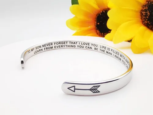 Miniatura 360 de Pulseras inspiradoras para mujer, joyería de acero inoxidable, con refranes, pulsera motivacional con mensaje oculto, pulseras grabadas para mejor
