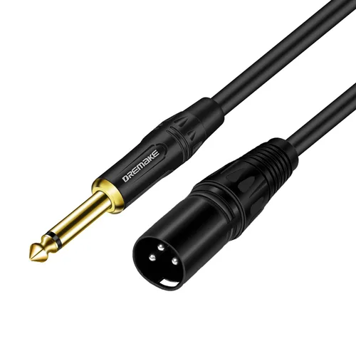 Cable de micrófono desequilibrado de 3 pies de 0.250 in a XLR para altavoces, escenario, DJ, AMP, consola de audio de estudio