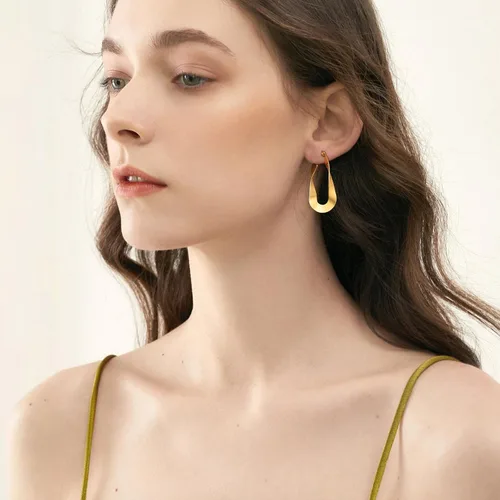 Miniatura 4 de MengPa Aretes de aro para mujer, chapados en oro negro, aretes de gota, joyería de moda
