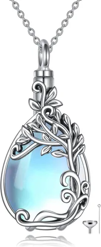 Miniatura 10 de YAFEINI Collares de urna para cenizas de plata de ley 925, joyería de cremación para cenizas, joyería de memoria para mujeres y hombres Piedra lunar