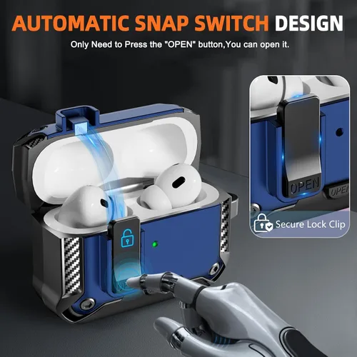 Miniatura 4 de Funda para AirPods Pro de 2 generación con soporte para teléfono, diseño de interruptor automático de protección completa contra caídas con kit