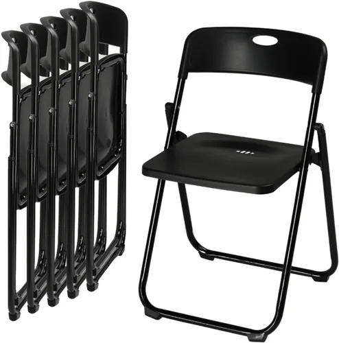 Miniatura 10 de Karl home Silla plegable de 6 piezas, silla plegable ligera de plástico de 300 libras, marco de metal reforzado fácil de plegar y almacenar