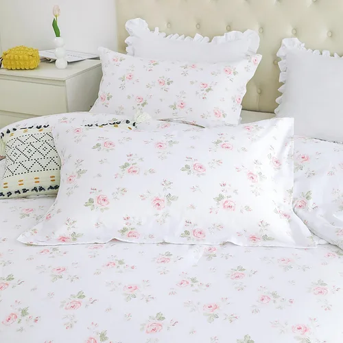 Miniatura 2 de QSH Juego de 2 fundas para almohada de algodón tamaño Queen, diseño floral vintage chic con estampado de rosas, fundas para almohada con cierre