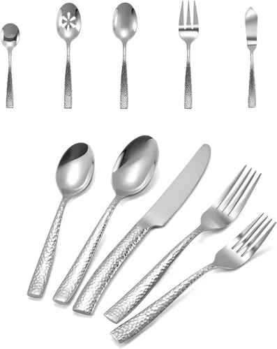 Miniatura 10 de Juego de cubiertos de acero inoxidable de 20 piezas con mango goteo dorado mate, juego de cubertería para cocina, hogar, restaurante, hotel