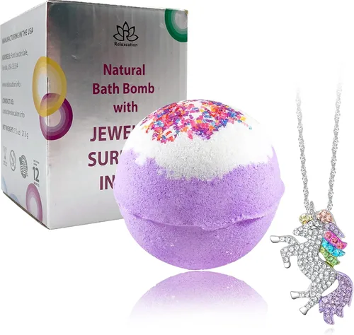 Miniatura 7 de Bomba de baño con collar de oso sorpresa en el interior, ingredientes naturales hidratantes para la piel, seguros para los niños, bomba de baño