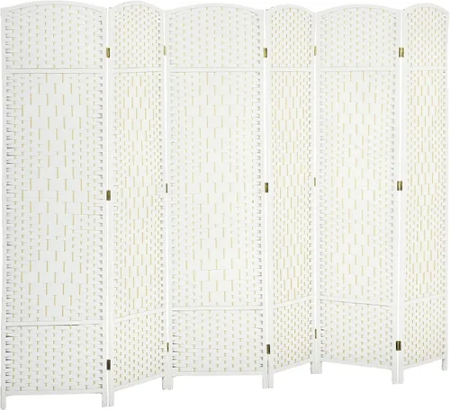 Miniatura 20 de HOMCOM Divisor de habitación de 3 paneles, pantalla de privacidad plegable de 6 pies de alto, partición de pared independiente tejida a mano