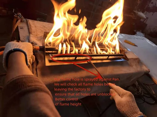 Miniatura 4 de 15"-28" Quemador de sartén para chimenea de gas Quemador de chimenea de gas Hogueras de gas Quemador de leña de propano (15 Pulgadas Dos Tubos)