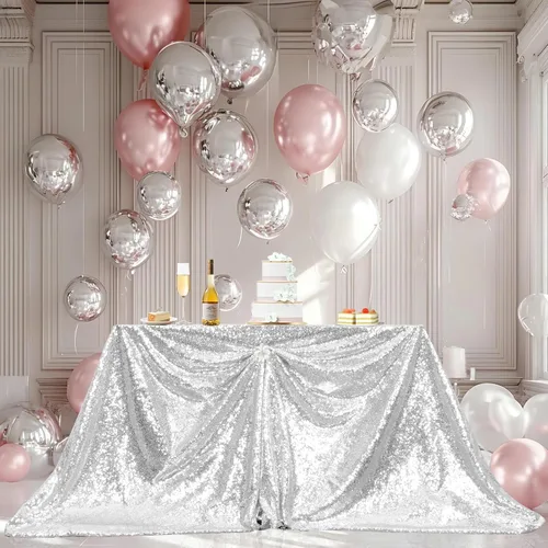 Miniatura 112 de PartyDelight Mantel de lentejuelas redondo de 50 pulgadas, color dorado claro, adorno de mesa para decoración de bodas, fiestas, cumpleaños