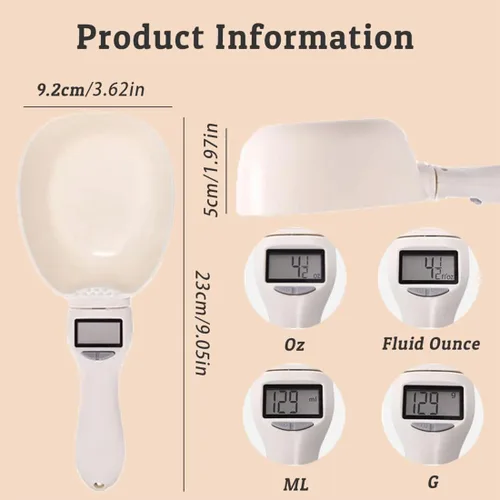 Miniatura 7 de Cuchara medidora electrónica con conversión de onzas/onza líquida/ml/gramo, cucharas medidoras digitales ajustables para cocinar hornear, cuchara