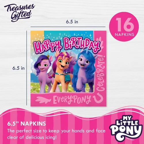 Miniatura 3 de Treasures Gifted Servilletas con licencia oficial de My Little Pony, paquete de 16, suministros para fiesta de cumpleaños de My Little Pony