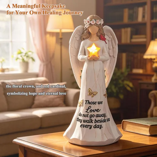 Miniatura 7 de Portavelas Estatua de ángel con mariposa hueca