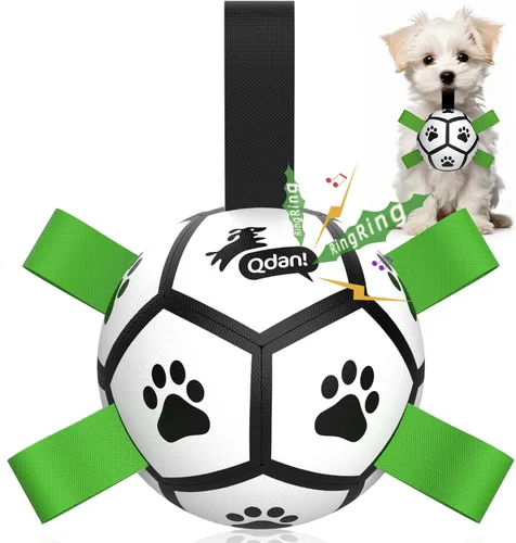 Miniatura 39 de QDAN Juguetes para perros, pelota de fútbol extragrande con correas, juguete de remolcador, juguete de agua, bolas duraderas para perros