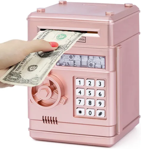 Refasy Alcancía para dinero en efectivo, cajero automático, banco electrónico de monedas para niños de 3 a 12 años, caja de ahorro de dinero, mini