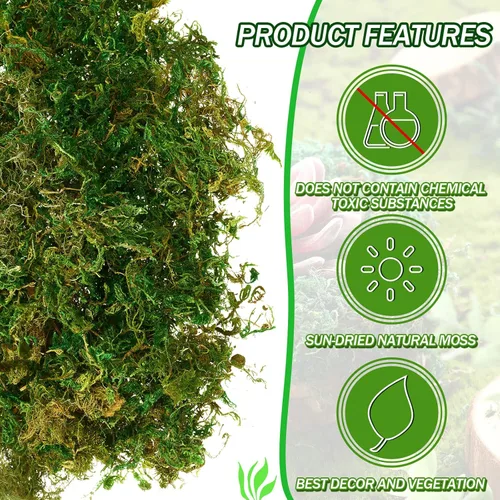 Miniatura 4 de Giegxin Musgo artificial de 28 onzas para manualidades, musgo para plantas de interior, hoja verde natural para plantas, flores, hierba, floral