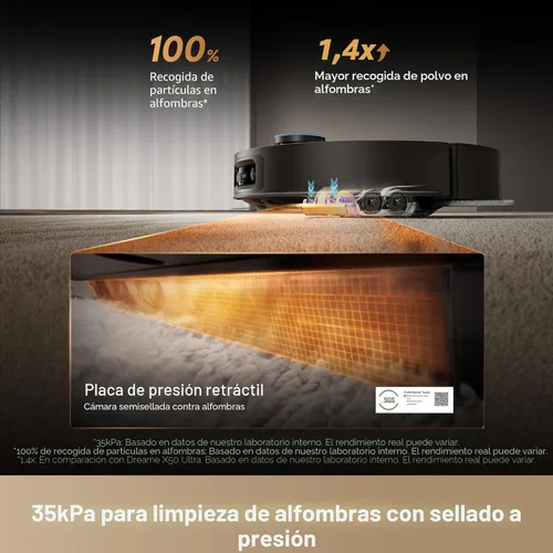 Miniatura 5 de DREAME Robot aspirador y trapeador ultra completo X60 Max, actualizado de la serie X50, diseño ultrafino de 3.13 pulgadas (3.1 in), succión de Negro