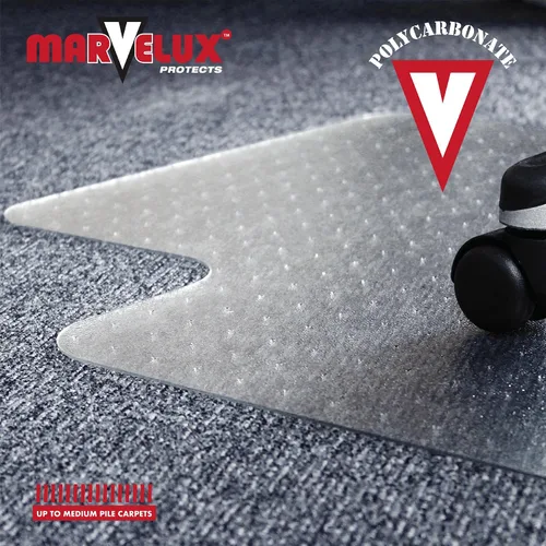 Miniatura 6 de Marvelux Tapete para silla de oficina de policarbonato resistente de 47 x 53 pulgadas con borde para alfombras, protector de alfombra transparente