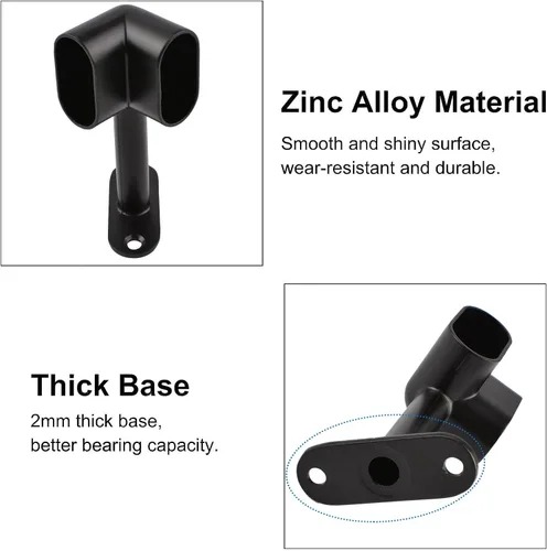 Miniatura 4 de INCREWAY 2 piezas de soporte de barra de armario ovalada de esquina 90 ° resistente accesorios de armario para ropa riel de ropa asiento para barra