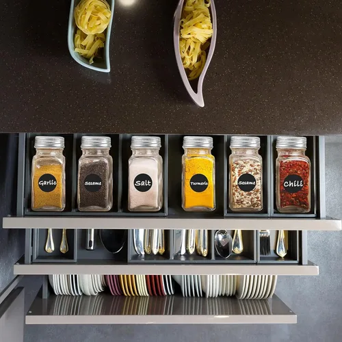 Miniatura 5 de RoyalHouse 24 frascos de vidrio para especias, recipientes cuadrados vacíos de 4 onzas con etiquetas de especias y tapas de metal herméticas