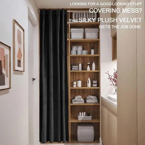 Miniatura 9 de XTMYI Paneles de Cortinas de Puerta Opacas de Terciopelo para Dormitorio, Aislamiento Térmico de Invierno Cálido con Pestaña Trasera y Bolsillo