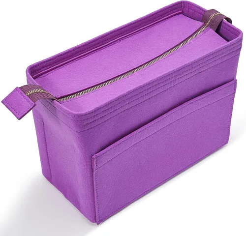 Vercord Bolsa de fieltro con cremallera, bolsa organizadora de mochila, color morado, talla S