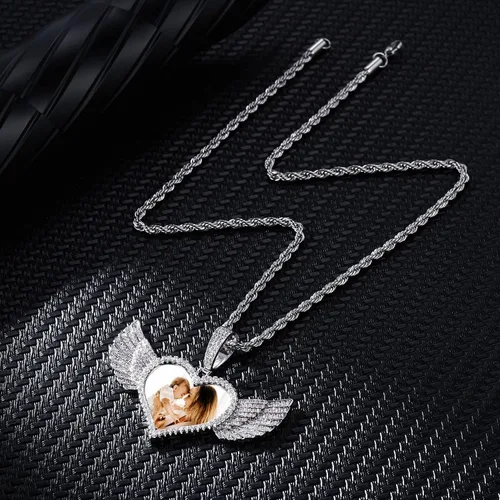Miniatura 6 de OTXIXTO Colgante personalizado de hip hop con imagen de memoria para hombres y mujeres, grabado de imagen, texto, nombre, fecha, foto personalizada