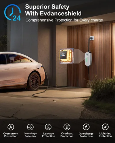 Miniatura 8 de EVDANCE Cargador EV Nivel 1 y 2, Cargador Portátil para Vehículo Eléctrico con Cable de 25 Pies, Estación de Carga EV para el Hogar para Autos Blanco