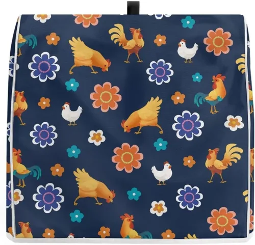 Miniatura 3 de Cubierta para batidora de pie a prueba de polvo con dibujos animados de pollo y flores para el hogar, cocina, decoración con mango y bolsillo