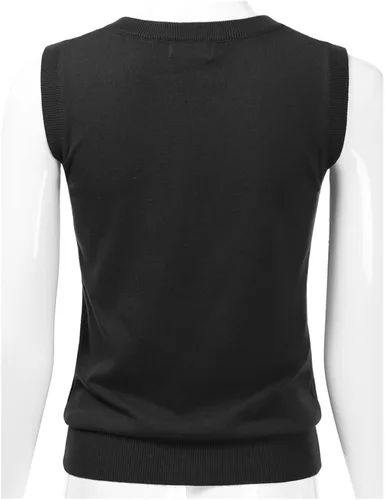 Miniatura 3 de EIMIN Suéter elástico sin mangas con cuello en V para mujer (S-3X), Esw011_babypink