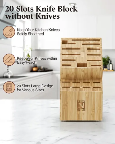 Miniatura 4 de Cook N Home - Bloque para guardar cuchillos de bambú, 19 ranuras