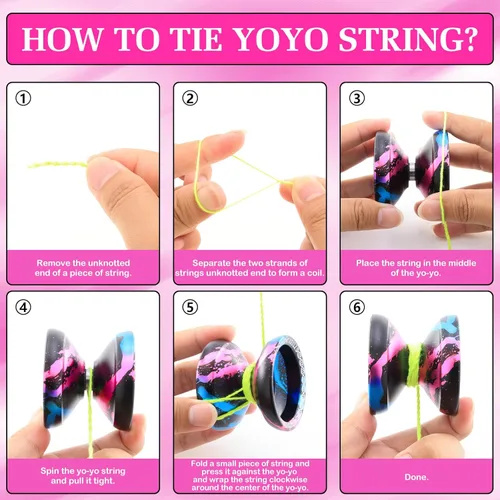 Miniatura 8 de YOYOSTUDIO X0312 Yoyo de Giro con Dedo Profesional y Trucos para Niños de 8 a 12 años, Yoyo de Metal para Niños y Adultos con Kit de Rodamientos