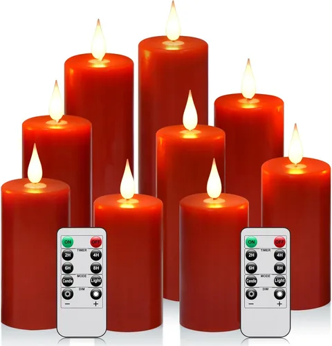Miniatura 15 de Paquete de 2 velas de plástico sin llama para exteriores con control remoto y temporizador, velas LED parpadeantes que funcionan