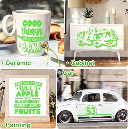 Miniatura 7 de WRAPXPERT Vinilo permanente verde lima, rollo de vinilo adhesivo verde manzana mate de 12 pulgadas x 10 pies para cricut, decoración del hogar