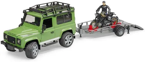 Miniatura 3 de Bruder Carro de la estación del defensor de Land Rover de los juguetes con el remolque del caballo y 1 caballo