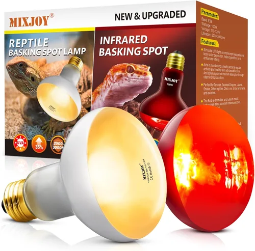 Miniatura 9 de MIXJOY Bombillas de calor infrarrojo de 100W, paquete de 2, focos de calor infrarrojo para reptiles, foco rojo de calor infrarrojo para reptiles