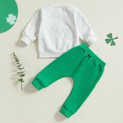Miniatura 30 de BemeyourBBs Conjunto divertido de sudadera y pantalones de manga larga con letras divertidas para bebé niño y niño
