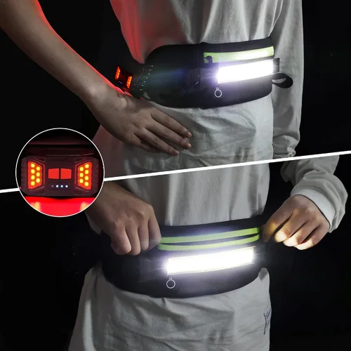 Miniatura 7 de Luz para correr, cinturón de correr de 1000 lúmenes, equipo de correr con luz de noche recargable de 230° para teléfono, bolsa de cintura, luz