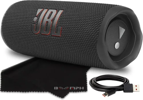 JBL Flip 6 - Altavoz inalámbrico Bluetooth portátil, IP67 impermeable y resistente al polvo, batería incorporada, color negro, solución integral de