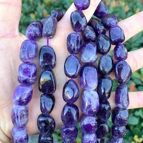 Miniatura 2 de Adabele - 3 hebras de piedras preciosas redondas de amatista púrpura natural, cuentas sueltas de 0.394 a 0.514 pulgadas, espaciador de piedras